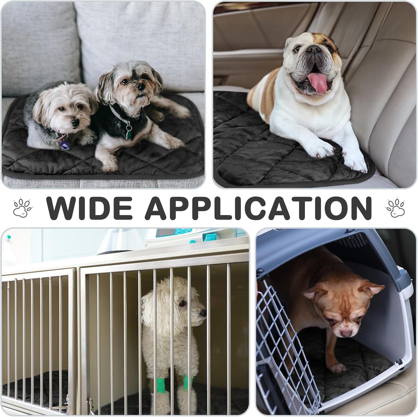 8 Pack Self Heating Cat Mat Self Warming Cat Bed 20"x16" Extra Warm Thermal Pet Bed Mat Reflects Body Heat Washable Dog Crate Pad for Indoor Outdoor Pets(Black)