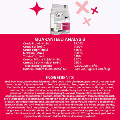 I and love and you Nude Super Food Dry Dog Food - Red Meat Medley - Prebiotic + Probiotic, Grain Free, Real Meat, No Fillers, 23lb Bag