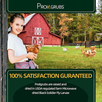 PROILGRUBS 10 LBS - Non-GMO-Dried Worms for Chickens All Natural Dried Black Soldier Fly Larvae Treats, High Protein Worms for Chickens, Hens, Birds...