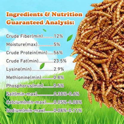 Amzey Dried Mealworms 5 LB, 100% Natural Meal Worms for Chicken & Birds, Organic Chicken Feed for Laying Hens, High Protein and Nutrition, Zipped Bag