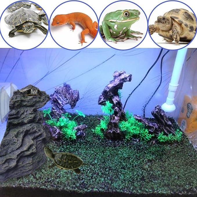 PINVNBY Basking Platform for Turtles Tortoise Dock Resin Resting Rock Reptile Habitat Climbing Ornament Floating Ledge Aquarium Decoration with 2 Pcs Suction Cups for Frogs, Newts,Lizard(3 Pcs)