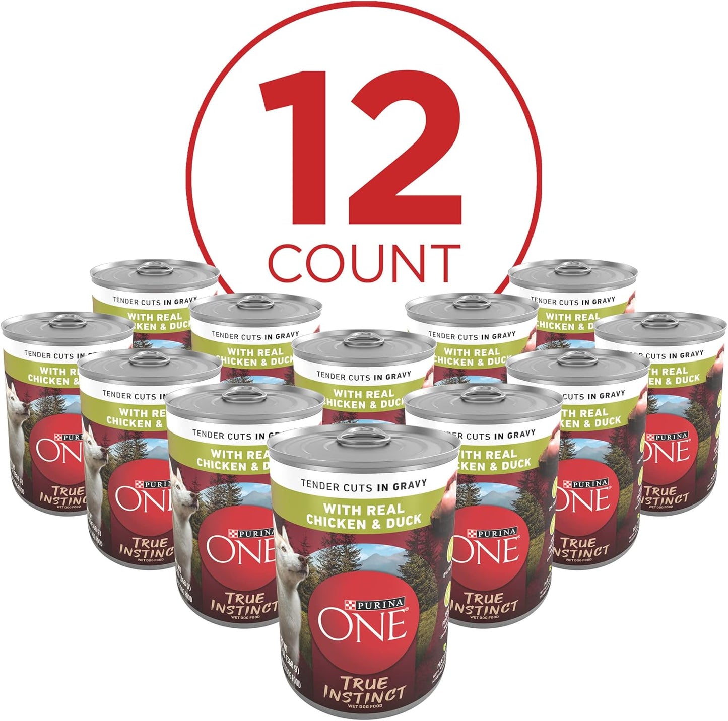 Purina ONE High Protein Wet Dog Food True Instinct Tender Cuts in Dog Food Gravy With Real Chicken and Duck - (Pack of 12) 13 oz. Cans