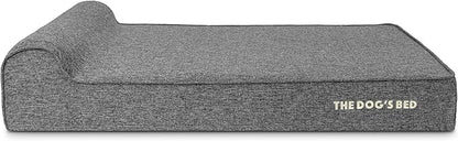 The Dog’s Bed Orthopedic Headrest Dog Bed XL Linen Grey, Memory Foam, Pain Relief for Arthritis, Hip & Elbow Dysplasia, Post Surgery, Lameness, Waterproof Washable Cover