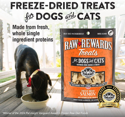 Northwest Naturals Raw Rewards Freeze-Dried Salmon Treats for Dogs and Cats - Bite-Sized Pieces - Healthy, 1 Ingredient, Human Grade Pet Food, All Natural, Proudly Made in USA, 2.5 Oz