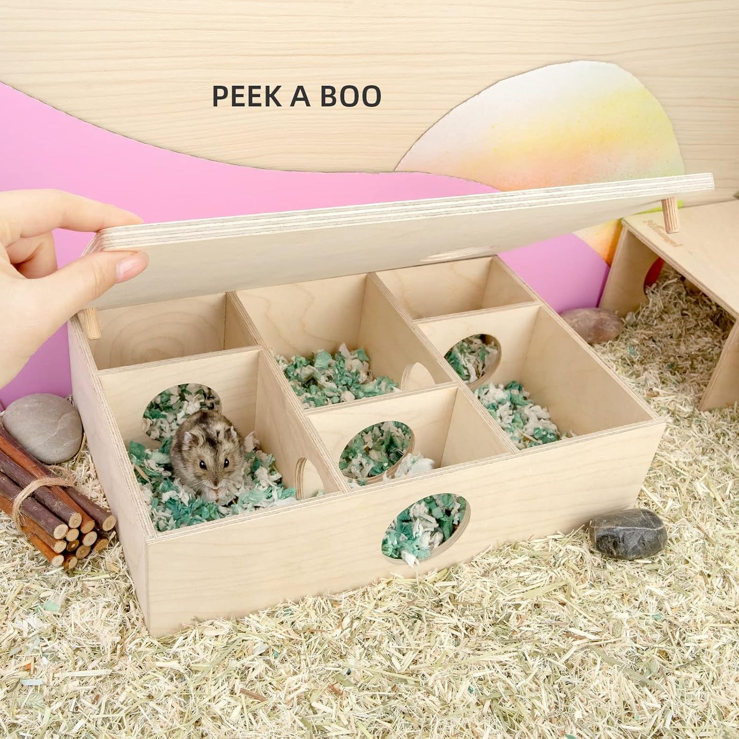 Niteangel Multi-Chamber Hamster House Maze: - Multi-Room Hideouts & Tunnel Exploring Toys for Hamster Gerbils Mice Lemmings (6-Room Small)