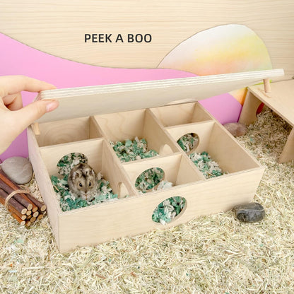 Niteangel Multi-Chamber Hamster House Maze: - Multi-Room Hideouts & Tunnel Exploring Toys for Hamster Gerbils Mice Lemmings (6-Room Small)