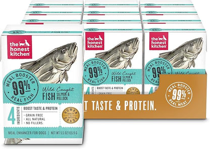 The Honest Kitchen Human Grade Grain Free Meal Booster: 99% Salmon & Pollock (12 pack), 5.5 oz