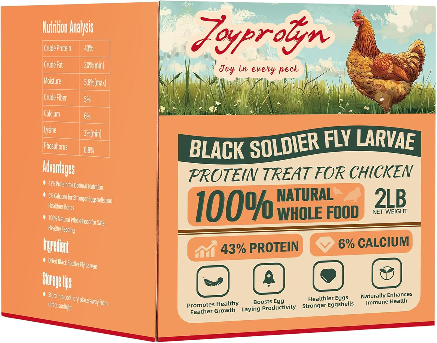 2LB Dried Black Soldier Fly Larvae for Chicken– 85X More Calcium Grubs Than Mealworms for Strong Eggshells & Healthy Growth - High Proteinfor Chickens, Birds, Ducks, Geese & Pets