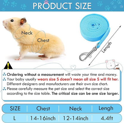 SATINIOR 2 Pieces Guinea Pig Clothes Baby Ferret Rats Hamster Soft Mesh Harness Leash Vest Set with Bell for Guinea Pigs, Hamster, Ferret, Rabbit, Chinchilla and Similar Small Animals(Blue, Black,L)