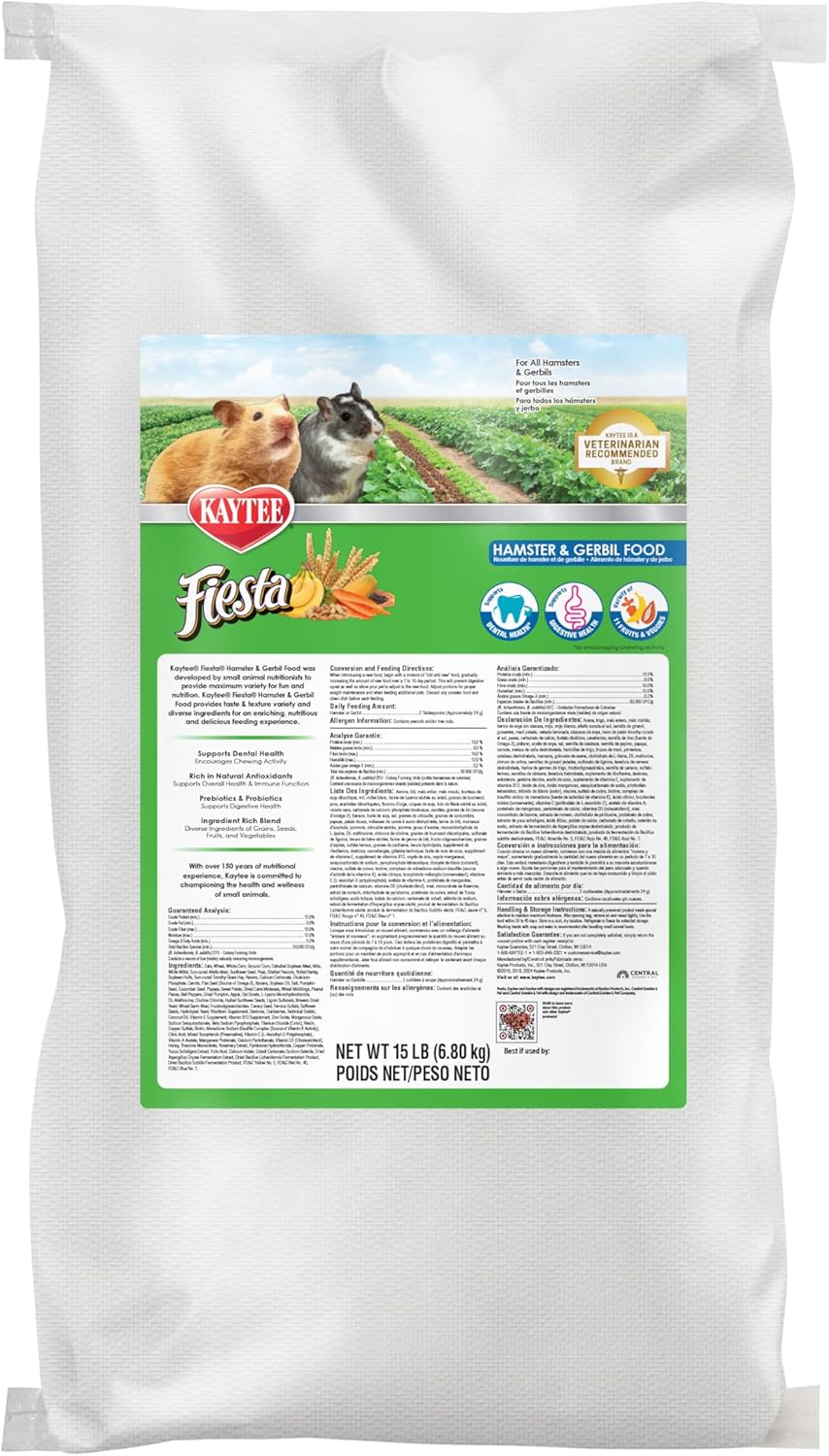 Kaytee Fiesta Hamster and Gerbil Food Flavor Medley 15 Pounds