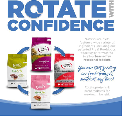 NutriSource Cat & Kitten Food, Made with Chicken Meal, Salmon and Liver, with Wholesome Grains, 16LB, Dry Cat Food