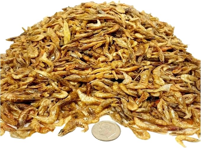 Aquatic Foods Inc. Red Shrimp-Freeze Dried 3/8" to 1/2" Red River Shrimp for All Tropicals, Turtles, Koi & Pond Fish, Rodents…1-lb & 5oz Lg Jar