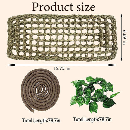 5 PCS Tank Accessories for Bearded Dragon Include Resin Classical Castle Reptile Climb Habitat Decor Hanging Jungle Vines Flexible Leaves Climbing Decor for Lizard Gecko Chameleon Spider