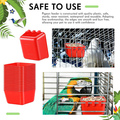 Maxdot 50 Pcs Cage Cups Chicken Feeder Cups 16 oz Hanging Bird Food Water Bowl Bunny Cage Feeding Dish for Pet Parrot Rooster Parakeet Gamefowl Poultry Pigeon(Red)