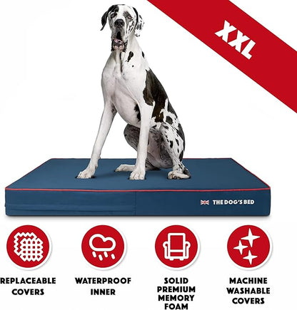 The Dog’s Bed Orthopedic Cooling Memory Foam Dog Bed, XXL Blue Oxford with Red Trim UK Flag Pain Relief for Arthritis, Hip & Elbow Dysplasia, Post Surgery, Supportive, Calming, Waterproof Washable