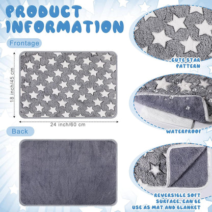 2 Pcs Large Self Warming Cat Pad Self Heating Cat Mat Bed Dog Crate Pet Blankets Thermal Heated Bed Mat for Outdoor Indoor Newborn Kittens Puppies Dog(Large Star,24 x 18)