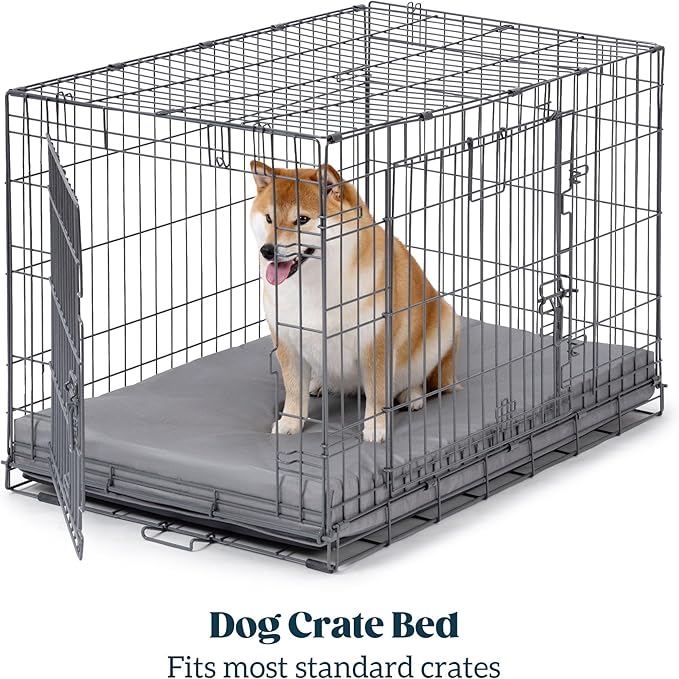 Cybarmour Chew Proof Dog Bed - Orthopedic Indestructible Dog Crate Pad - Outdoor Waterproof Kennel Mat for Aggressive Chewers - Medium Breeds & Fits 30-Inch Crate - 29"x18", Limestone