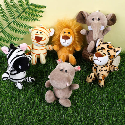 Elcoho 14 Pieces Safari Mini Jungle Animal Plush Toys Small Stuffed Forest Animals Plush Toys 5.9 Inch Keychain Decorations for Animal Themed Parties Goody Bags Filler Favors (Standing)