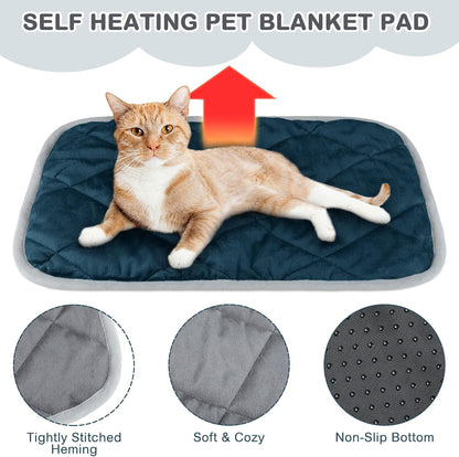 4 Pack Self Heating Cat Pad Self Warming Dog Mat Reflects Body Heat Extra Warm Thermal Pet Pad Washable Dog Cat Bed Crate Bed Mat Blanket(Mixing Colors,16 x 20 Inch)