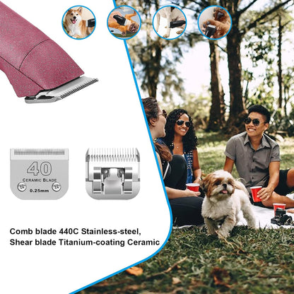 3 Pack 40# Detachable Pet Dog Grooming Ceramic Blades,Compatible with Andis,Oster A5,Wahl KM-10 Series,Size #40 Blade 1/100-Inch 0.25MM Cut Length