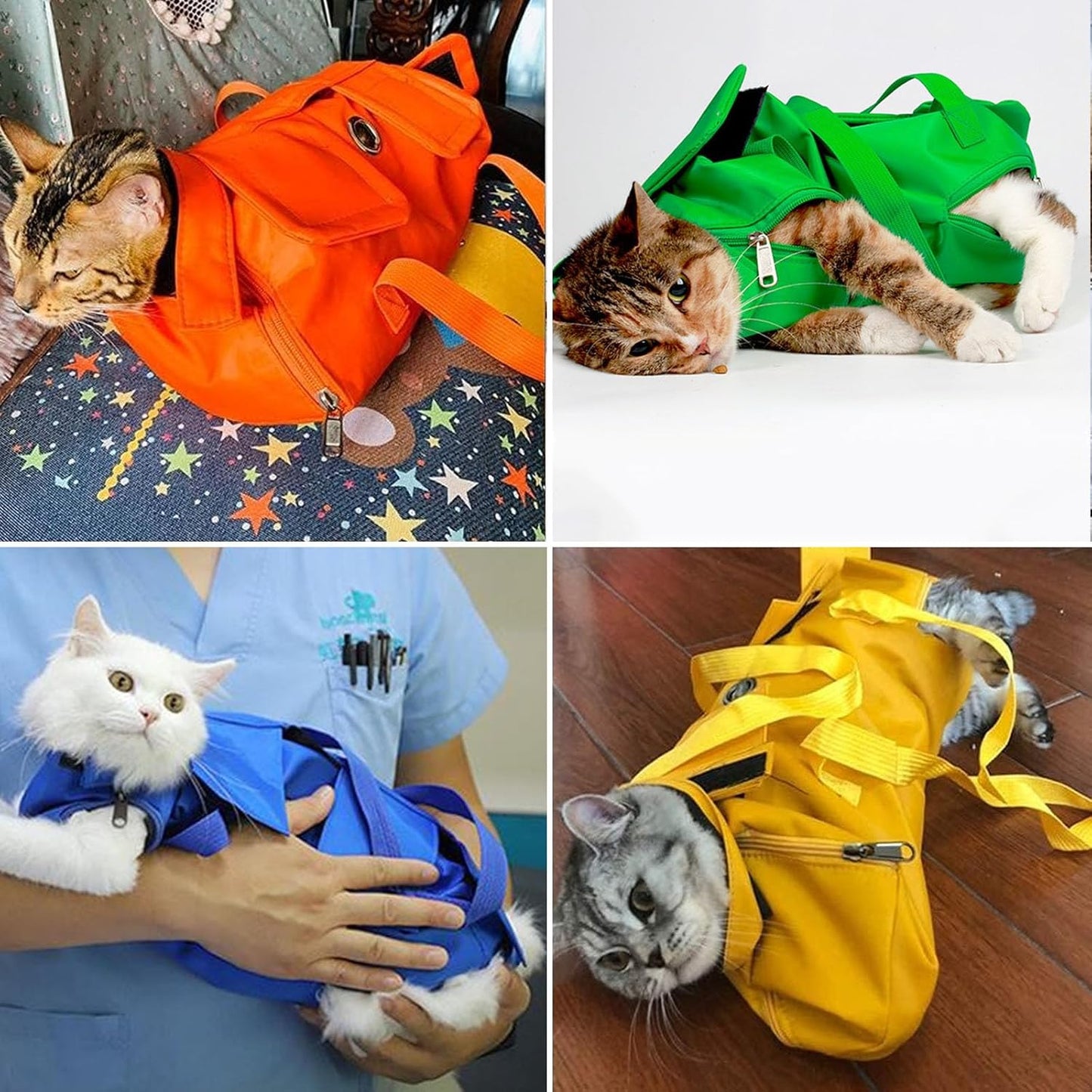 HDKUW Cat Grooming Bag,Foldable Travel Carrier for Cats,Anti-Bite Anti-Scratch Cat Grooming Restraint Bag,Pet Carrier for Administering Eye Drops,Ear Cleaner,Clipping Nails Orange S