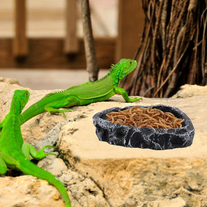 3 Pack Reptile Water Dish, Samll Snake Water Bowl, Leopard Crested Gecko Tank Accessories, Bearded Dragon Food Dish, Feeding Dish Kit for Tortoise, Lizard, Frog, Hermit Crab (3 Pack)