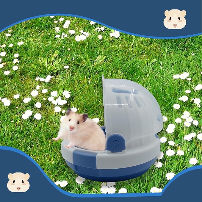 Hamster Carrier Cage Portable Cages Small Animals Carry Travel Case with Water Bottle Plastic Breathable Guinea Pig Outgoing Cage for Dwarf Hamster Ferret Chinchillas Hedgehog (Blue)