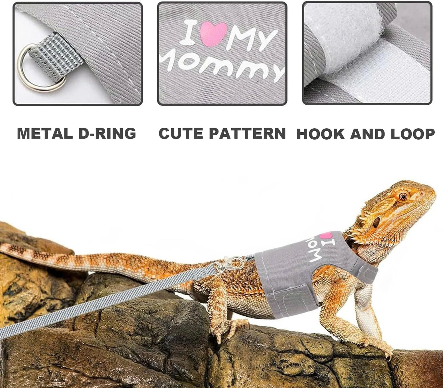 Bearded Dragon Harness and Leash Set - Adjustable Reptile Harness with Cute Design for Small Animals | Comfortable Outdoor Walking Gear for Lizards