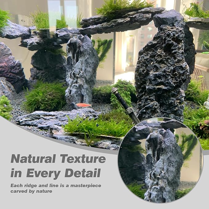 Unocho Aquarium Rocks Natural Seiryu Stone 20LB Aquascaping Rocks for Fish Tank Aquarium Landscaping Decoration Paludarium Amphibian Enclosures(3–10 Inches)