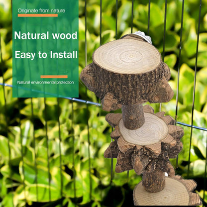 Bird Platform Perch Playground for Parakeet Cockatiels, Cage Natural Wood Play Stand Parrot Flat Perches for Large Birds, Birdcage Ladder Climbing Toy 4 Step