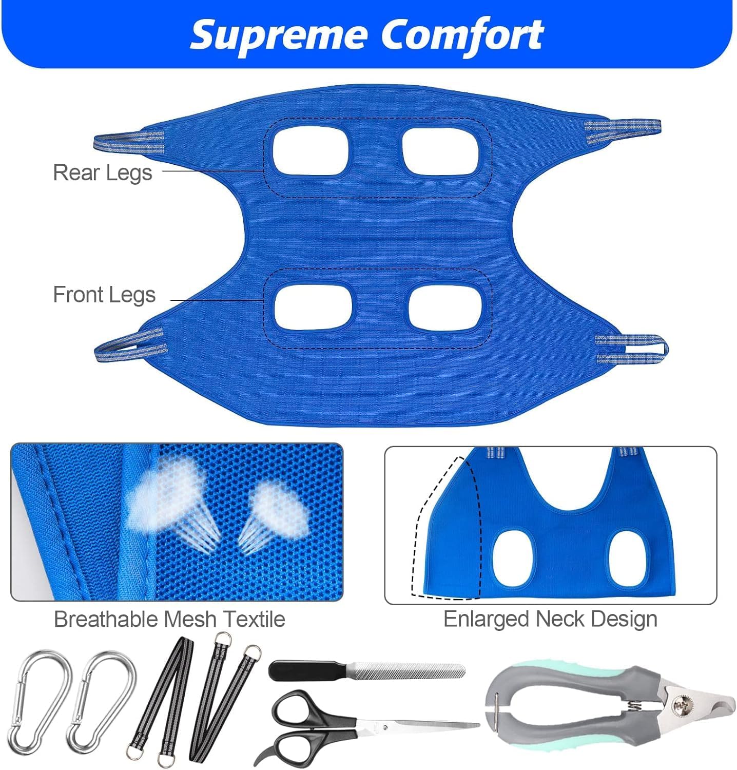 Pet Grooming Hammock with Nail Clippers/Nail Trimmers/Grooming Scissors, Dog Grooming Harness for Nail Trimming, Pet Grooming Sling Helper