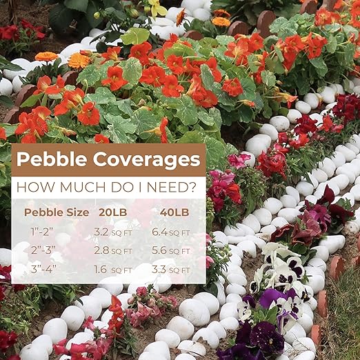 Large River Rocks for Landscaping 20lbs, 3-4 Inch White River Rocks, Hand-Picked Natural Stones for Garden Design Fish Tank, Pathways and Backyard