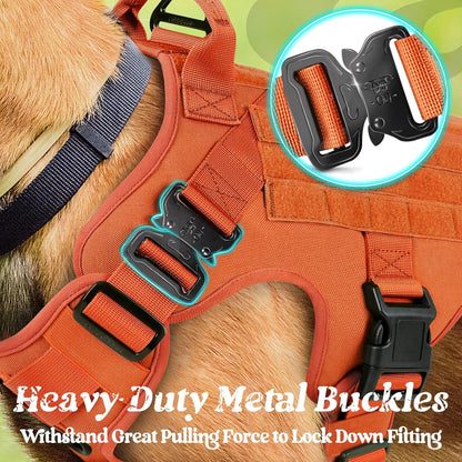 rabbitgoo Tactical Dog Harness for Small, Heavy Duty Pet Harness with Handle, No-Pull Service Vest Small Breed, Adjustable Military Dog Vest for Training Hunting Walking, Orange, S