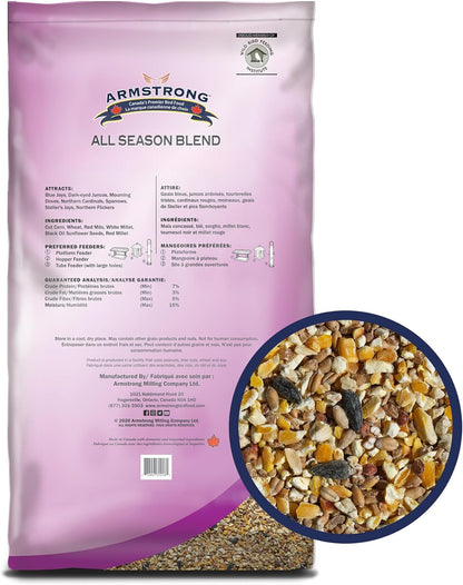 Armstrong Wild Bird Food All Season Bird Seed Blend, 40 Pounds - with Cut Corn, Wheat, White & Red Millet, Black Oil Sunflower Seeds for Blue Jays, Dark-Eyed Juncos and Mourning Doves