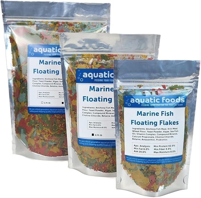 Aquatic Foods Inc. Marine Fish Flakes of Red & Green Algae, Seaweeds for Tangs, Butterflies, Angelfish, Anthias, Clown Fish, Damsels...WL…5-lbs Poly Bag