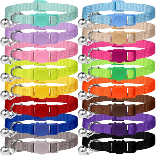 16 PCS Breakaway Cat Collars,Kitten Collar with Bell Cat Collars for Boy Girl Cats Breakaway Collar for Cats 7.5-12.6 Inch