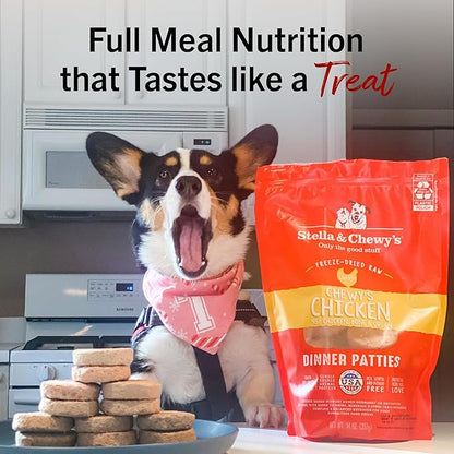 Stella & Chewy's Freeze-Dried Raw Dinner Patties - Chicken Recipe - High Protein Grain-Free Puppy & Dog Food - Perfect For Picky Eaters - 14 oz