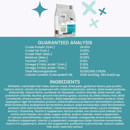 I AND LOVE AND YOU Nude Super Food Dry Dog Food - Salmon + Whitefish - Prebiotic + Probiotic, Grain Free, Real Meat, No Fillers, 23lb Bag