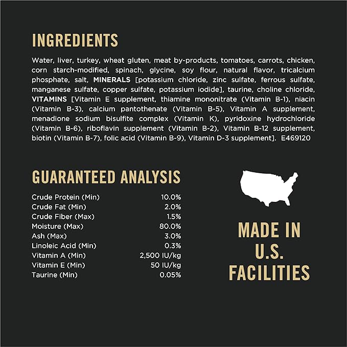 Purina Pro Plan Gravy, High Protein Wet Cat Food, COMPLETE ESSENTIALS Turkey & Vegetable Entree - (Pack of 24) 3 oz. Pull-Top Cans