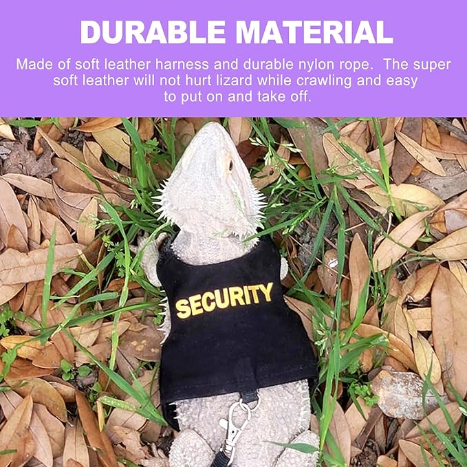 Bearded Dragon Harness & Leash Kit, Escape-Proof Adjustable Lizard Lead for Walking, Fun Costume Accessory