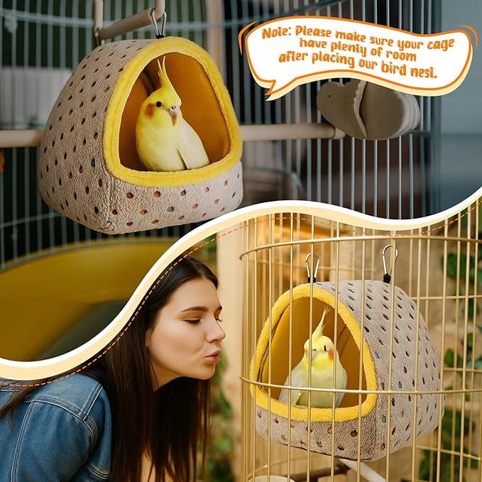 Heated Bird Cage for Large Parrots - 9.8x9.8x11 Inches Warm Bird Bed House with 3-Speed Adjustable Heating Pad, Sturdy Hanging Design for Macaws, African Greys, Amazon Parrots