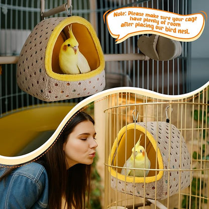 Heated Bird Cage for Large Parrots - 9.8x9.8x11 Inches Warm Bird Bed House with 3-Speed Adjustable Heating Pad, Sturdy Hanging Design for Macaws, African Greys, Amazon Parrots
