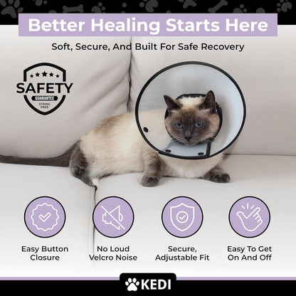 Cat Recovery Cone Kit Post Surgical Soft Pet Vest, Collar, and Non-Irritating Protection Cone for Cats - Comfortable Injury Care Solution (Black, S)
