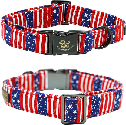 Elegant little tail Independence Dog Collar, Holiday Pet Collar Patriotic Dog Durable Dog Collars Girl or Boy Soft Pet Gift Adjustable Dog Collar for Small Medium Large Dogs