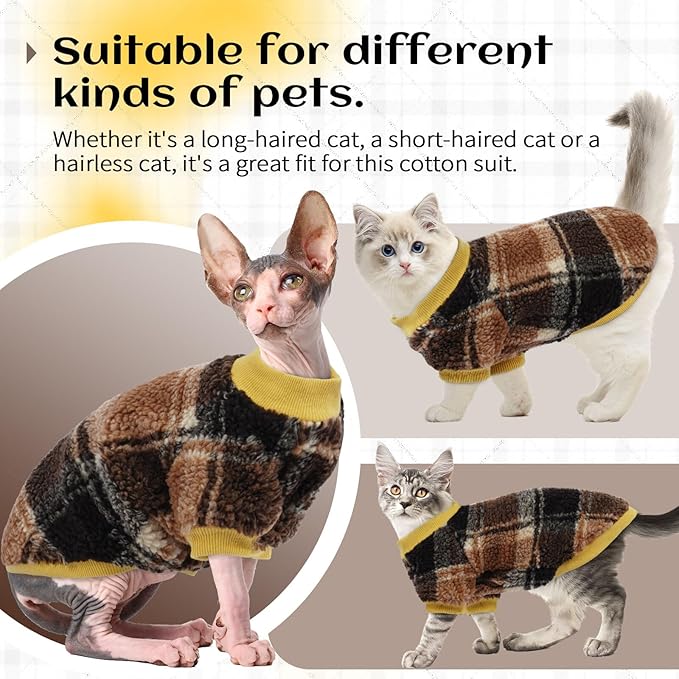Cat Clothes -2 Legged Pullover Cat Sweater Soft Warm Pet Apparel Kitten Clothes for Kittens Only Elastic, Yellow XXL