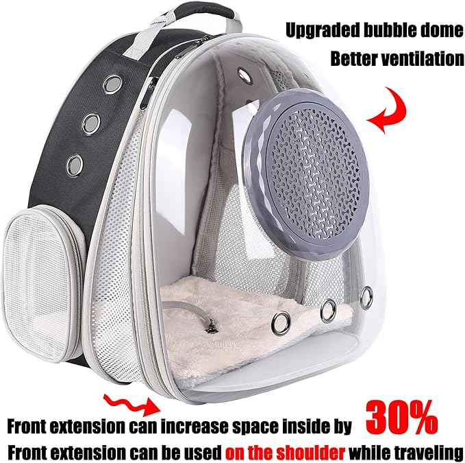 Cat Backpack Carrier, Space Capsule Astronaut Clear Bubble Front Extension to Carry Transport Cat Small Puppy Bunny, 20 Pounds Cat Bookbag