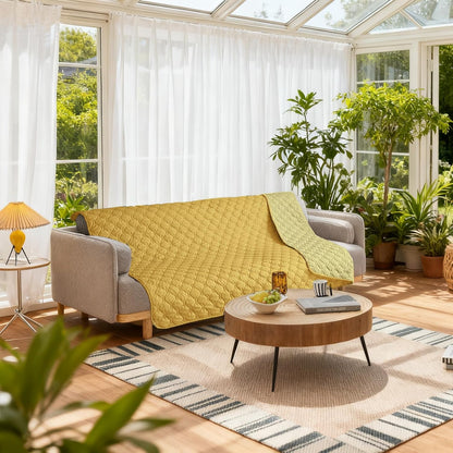 gogobunny 100% Double-Sided Waterproof Dog Bed Cover Pet Blanket Sofa Couch Furniture Protector for Puppy Large Dog Cat, Reversible (82x82 Inch (Pack of 1), Dark Yellow/Light Yellow)