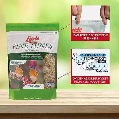 Lyric Fine Tunes Wild Bird Seed - No Waste Bird Food Mix - Attracts Colorful Wild Birds - Perfect for Your Backyard Feeders - 10 lb. (pack of 2 - 5 lb bags)