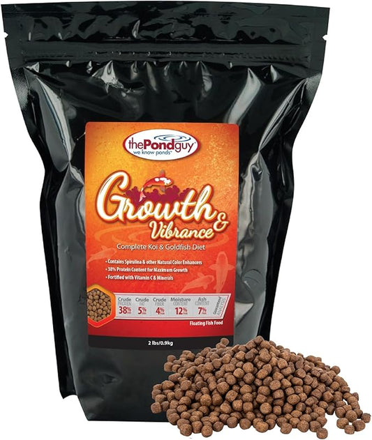 The Pond Guy Growth & Vibrance Fish Food for Show Quality Koi & Goldfish, Premium Protein Floating Pellets for Balanced Nutrition, 2 lbs