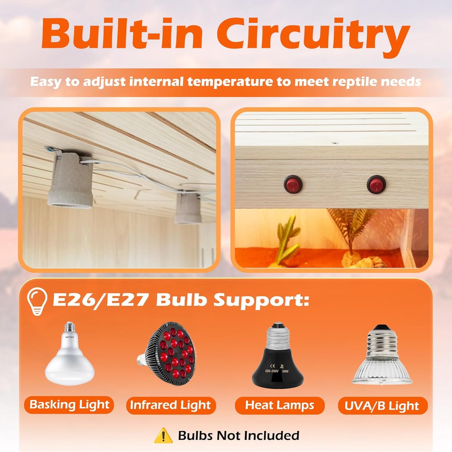 Royxen Tempered Glass Reptile Tank,Bearded Dragon Tank with Metal Mesh Top and Leg Stand,Reptile Enclosure,Lizard Tank for Chameleon,Snake,Lizard Habitat (Oak, 33 Gallons,32x16x16 Inch)